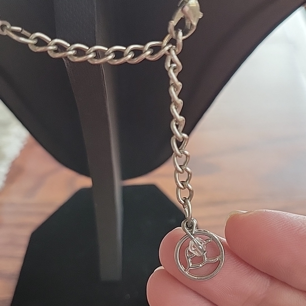 16" Turquoise silver necklace by Erica Lyons on a triple brown cord chain. - Picture 4 of 4